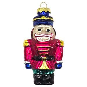 Vintage Glass Nutcracker Ornament Hand-Painted Christmas Tree Decor 3.5"